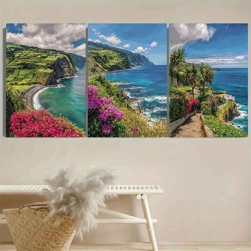3pcs Travel Lover, The Azores Wall Art Set Canvas Framed 40x60cm - High Quality Print 100% Australian Made Wall Canvas Ready to Hang