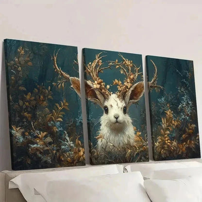 3pcs Moody Jackalope Canvas Wall Art Set Canvas Framed 60x90cm - High Quality Print 100% Australian Made Wall Canvas Ready to Hang