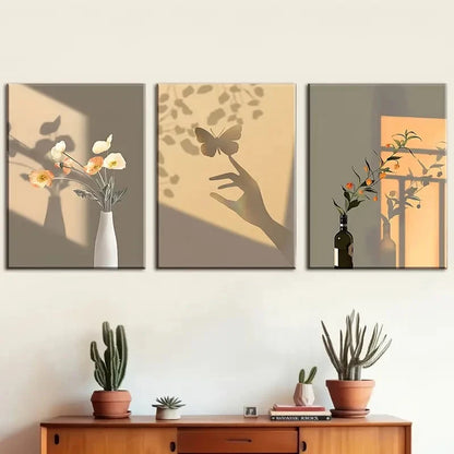 3pcs Beautiful Floral and Sunny Plant Patterns Metal Print Ready to Hang Art - Bella Home Decor