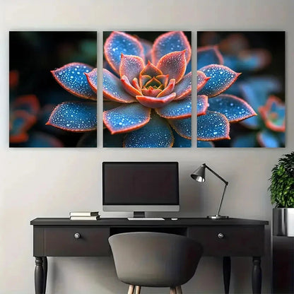 3pcs Vibrant Abstract Succulent Floral Photo Wall Art Set Canvas Framed 60x90cm - High Quality Print 100% Australian Made Wall Canvas Ready to Hang