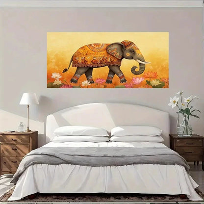 Abstract Floral Design Elephant Wall Art Canvas Office Home Room Framed 120x60cm