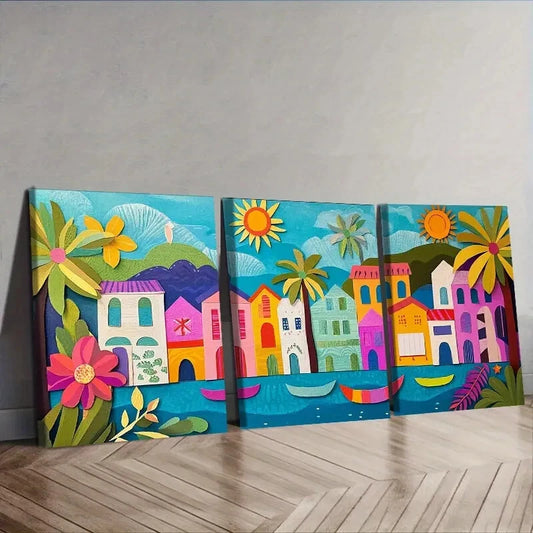 3pcs Coastal city of Rio de Janeiro, Brazil Wall Art Set Canvas Framed 40x60cm - High Quality Print 100% Australian Made Wall Canvas Ready to Hang
