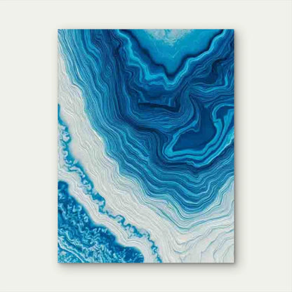 Wavy Blue And White Abstract Design 60x90cm Metal Print Ready to Hang