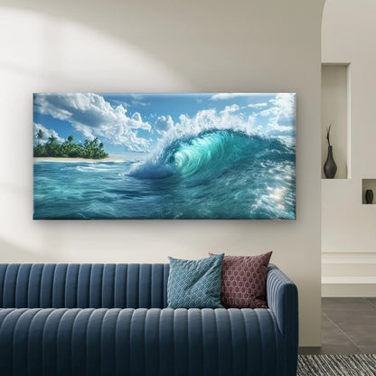 Surging Waves Wall Art Canvas Office Home Room Framed 120x60cm