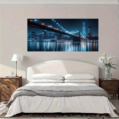 Modern Vintage NYC Skyline Wall Art Canvas Office Home Room Framed 120x60cm