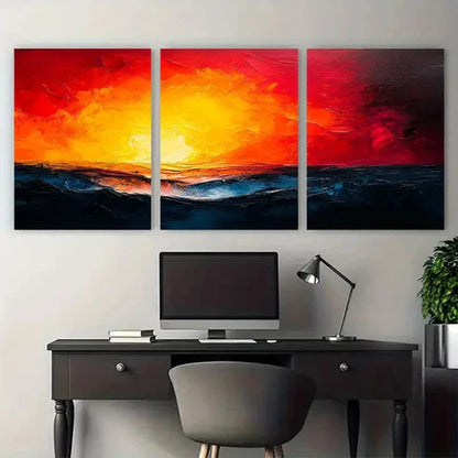 3pcs Warm Abstract Brushstroke Design Wall Art Canvas Unframed – High Quality Print 100% Australian Made Wall Canvas