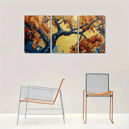 3pcs Autumn Tree Abstract Fall Leaves Painting Wall Art Canvas Unframed - High Quality Print 100% Australian Made Wall Canvas - Bella Home Decor