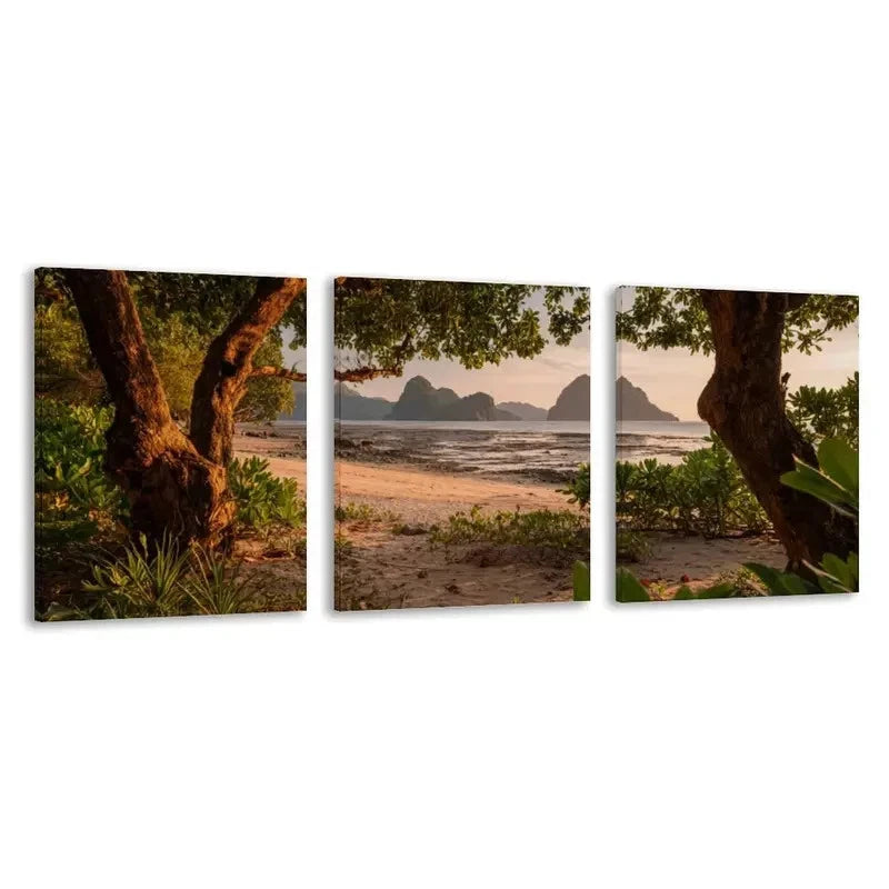 3pcs Tropical El Nido Philippines Landscape Wall Art Set Canvas Framed 40x60cm - High Quality Print 100% Australian Made Wall Canvas Ready to Hang