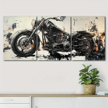 3pcs Retro Motorcycle Black Darkness Perfect Wall Art Set Canvas Unframed - High Quality Print 100% Australian Made Wall Canvas