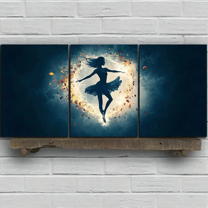3pcs A Woman Dancing in The Wind Moonlight Metal Print Ready to Hang Art - Bella Home Decor