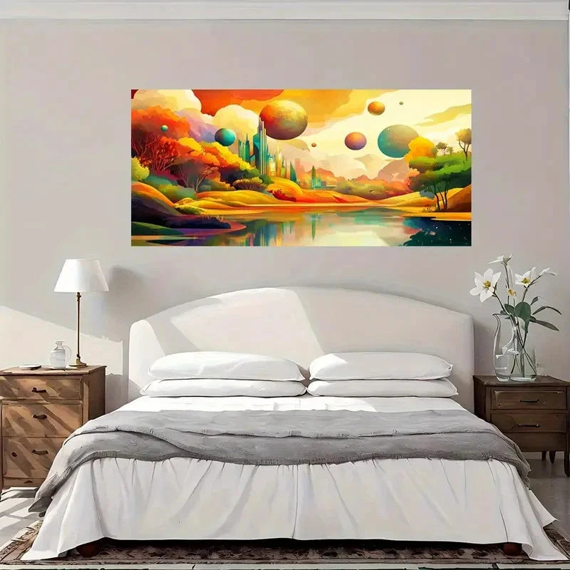Fantasy Landscape Float Planet Wall Art Canvas Office Home Room Framed 120x60cm