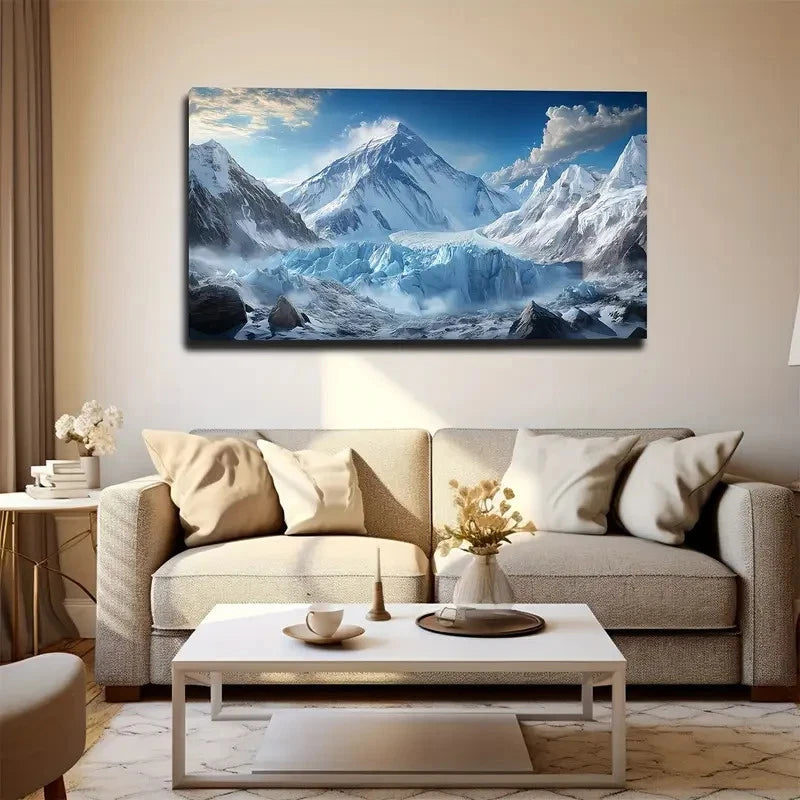 Blue Glacier Under Sky Wall Art canvas office home room framed 120x60cm