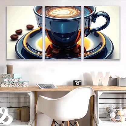 3pcs Cup of a Coffee Painting  Wall Art Set Canvas Framed 50x70cm - High Quality Print 100% Australian Made Wall Canvas Ready to Hang - Bella Home Decor