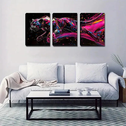 3pcs Vibrant Black Panther Design Perfect Wall Art Canvas Unframed - High Quality Print 100% Australian Made Wall Canvas