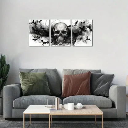 3pcs Gothic Skull Spooky Halloween Decor Wall Art Set Canvas Unframed - High Quality Print 100% Australian Made Wall Canvas