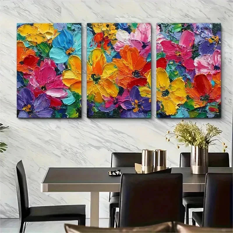 3pcs Abstract Sunflower Painting Perfect Wall Art Set Canvas Framed 50x70cm - High Quality Print 100% Australian Made Wall Canvas Ready to Hang - Bella Home Decor