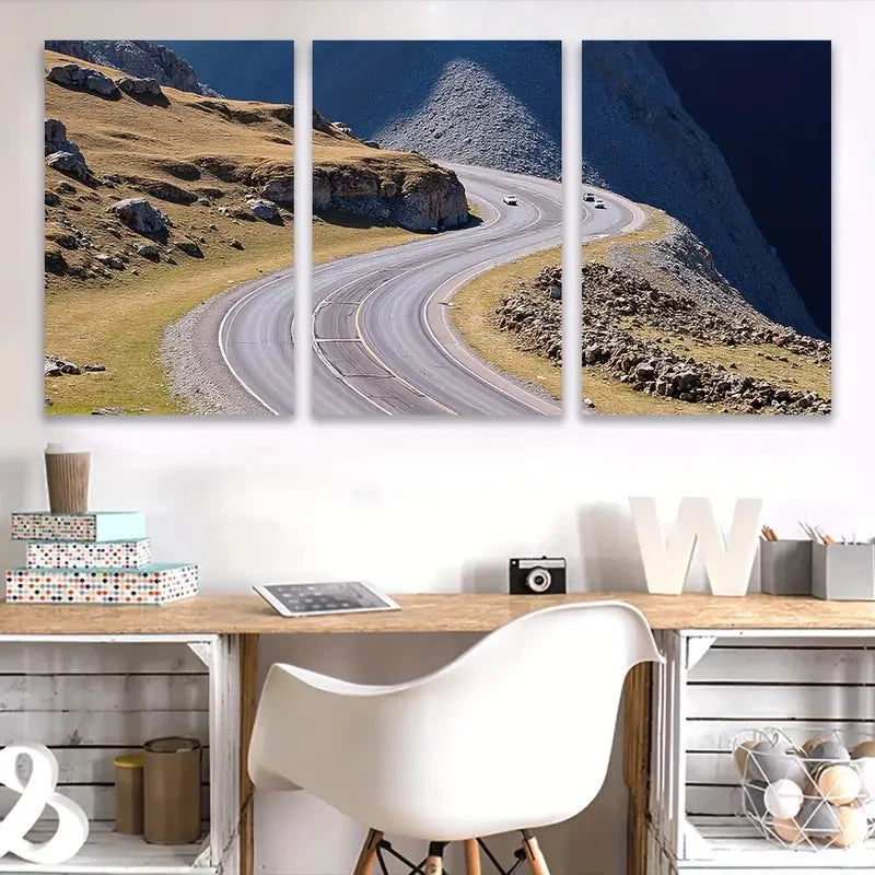 3pcs Sydney to Melbourne Mountain Road   Wall Art Set Canvas Framed 60x90cm - High Quality Print 100% Australian Made Wall Canvas Ready to Hang