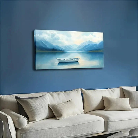 Minimalist Sailboat on Lake Wall Art Canvas Office Home Room Framed 120x60cm
