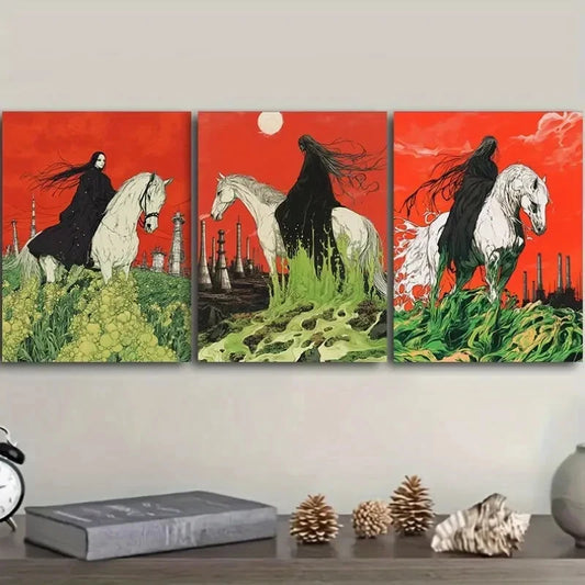 3pcs Lady Liberty, Luxurious Contemporary Metal Print Ready to Hang Art