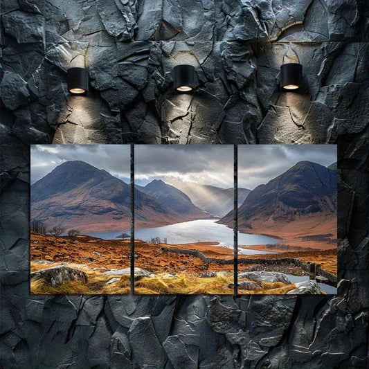 3pcs Mountain Lake Scottish Highlands Landscape Metal Print Ready to Hang Art