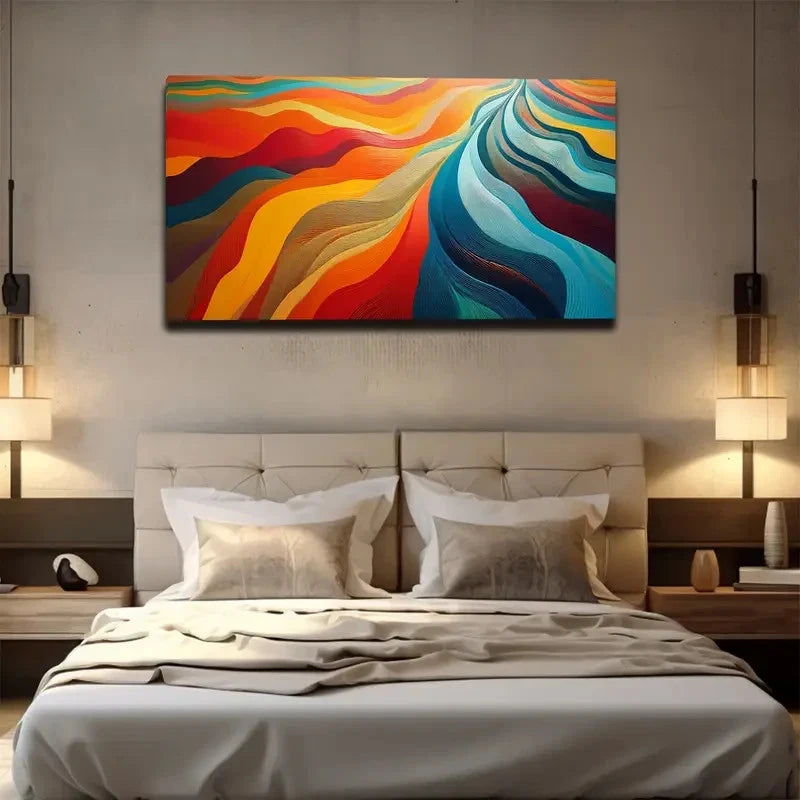 Large Abstract River Wall Art Canvas Office Home Room Framed 120x60cm
