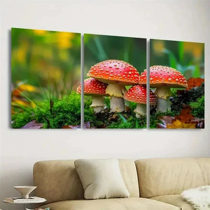 3pcs Enchanted Forest Mushroom Wall Art Set Canvas Unframed - High Quality Print 100% Australian Made Wall Canvas