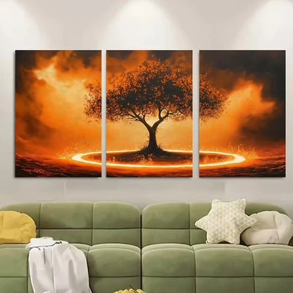 3pcs Vibrant Tree Resilience Metal Print Ready to Hang Art