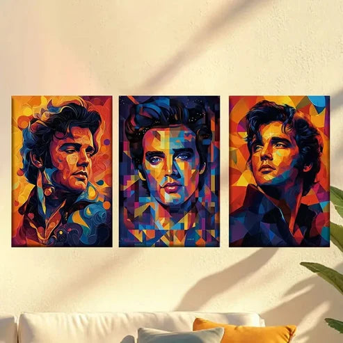 3pcs colourful vector illustration of a for Man Wall Art Set Canvas Unframed - High Quality Print 100% Australian Made Wall Canvas - Bella Home Decor