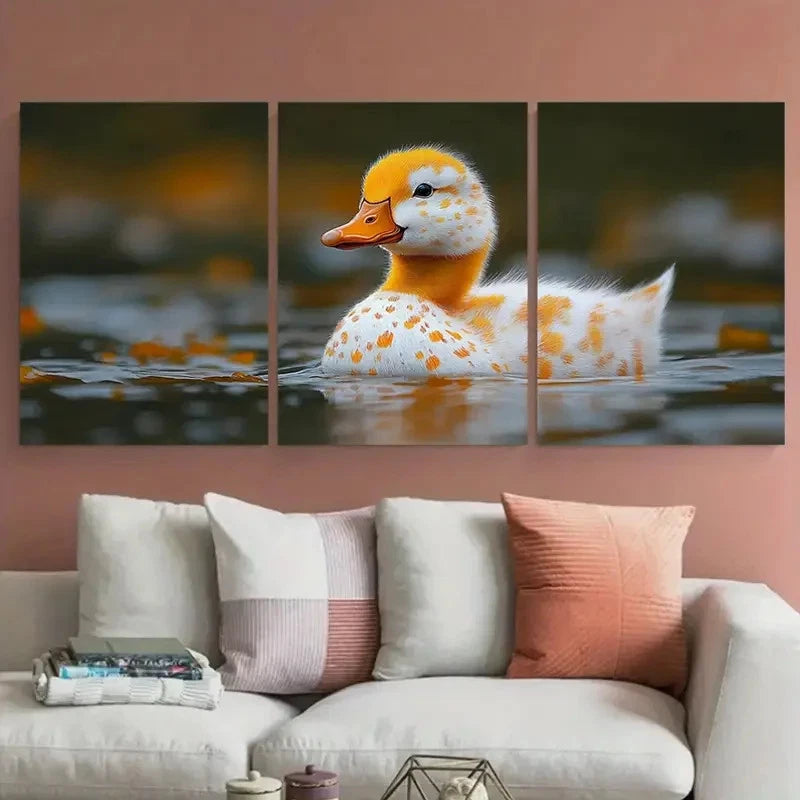 3pcs White Duck Farm Bird Illustration Metal Print Ready to Hang Art - Bella Home Decor