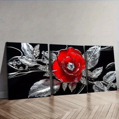3pcs Jewel rose Painting Wall Art Set Canvas Unframed - High Quality Print 100% Australian Made Wall Canvas