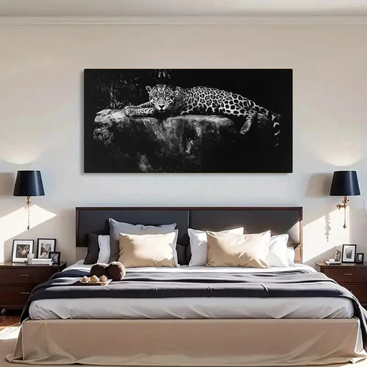 Black & White Jungle Wildlife Wall Art Canvas Office Home Room Framed 120x60cm