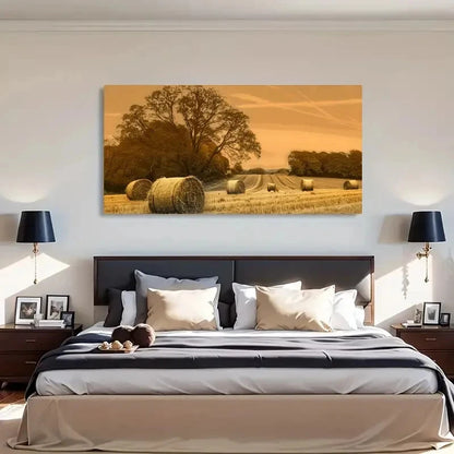 Harvest Landscape Wheat Field Wall Art Canvas Office Home Room Framed 120x60cm - Bella Home Decor