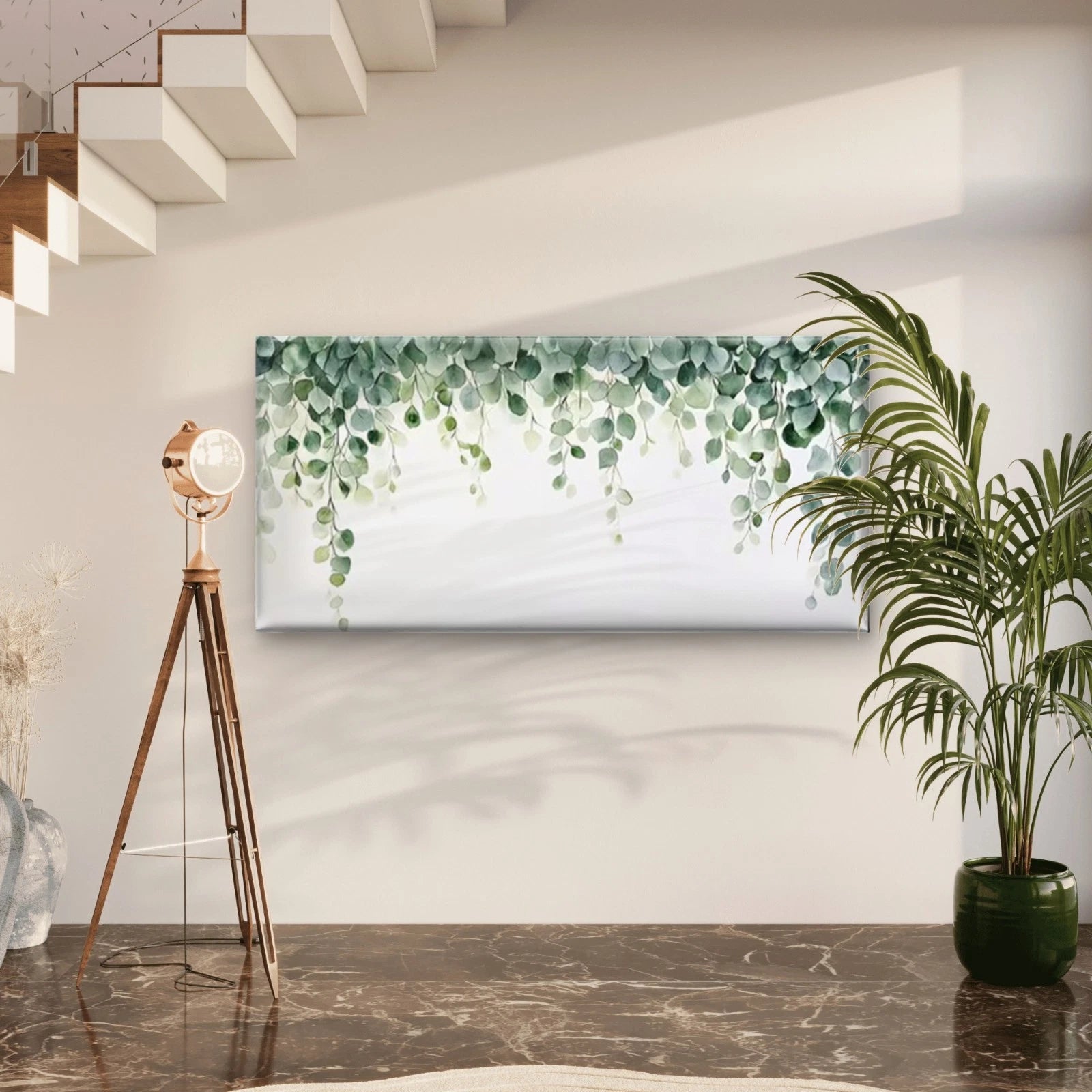 Green Leaves Botanical Wall Art Canvas Office Home Room Framed 120x60cm - Bella Home Decor