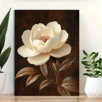 Beautiful Vintage Botanical Peony Painting 60x90cm Metal Print Ready to Hang