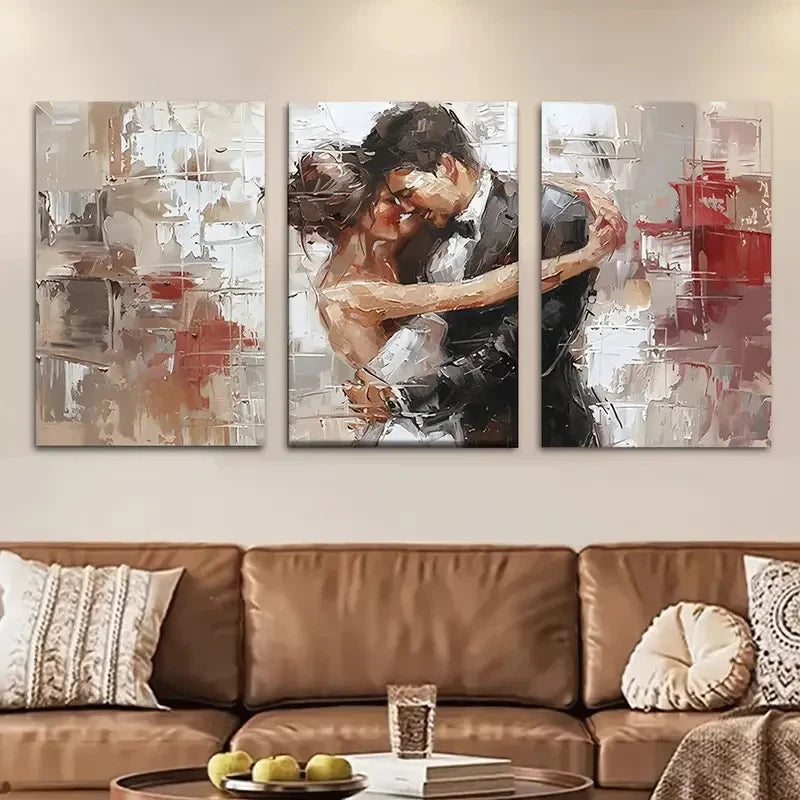 3pcs Colorful Abstract Wedding Couple Metal Print Ready to Hang Art - Bella Home Decor