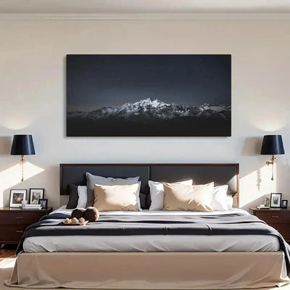 Snow-Capped Peaks Starry Sky Wall Art Canvas Office Home Room Framed 120x60cm
