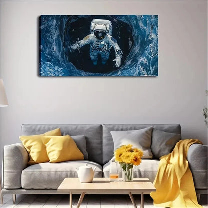 Astronaut In Deep Blue Vortex Wall Art Canvas Office Home Room Framed 120x60cm