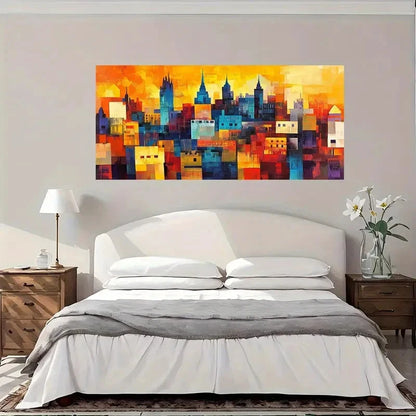 Abstract Cityscape Wall Art Canvas Office Home Room Framed 120x60cm