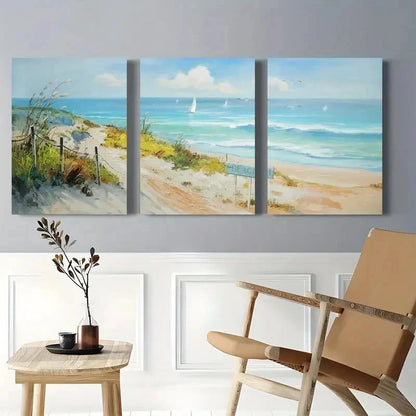 3pcs Ocean Seaside Wall Art Canvas  wall Art Set Canvas Framed 50x70cm - High Quality Print 100% Australian Made Wall Canvas Ready to Hang