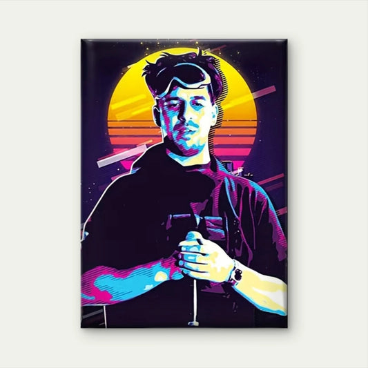 Synthwave Portrait in Neon 40x60cm Metal Print Ready to Hang