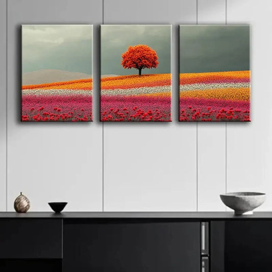 3pcs A Large Field of Roses in Rows Decoration Wall Art Set Canvas Framed 40x60cm - High Quality Print 100% Australian Made Wall Canvas Ready to Hang