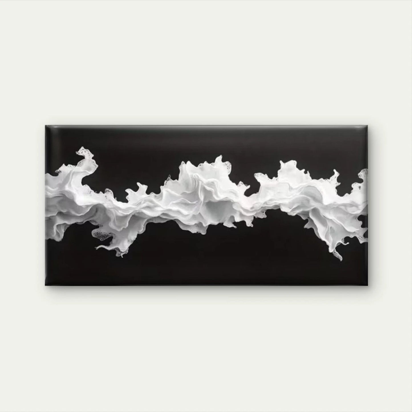 Black & White Abstract Waves Wall Art Canvas Office Home Room Framed 120x60cm