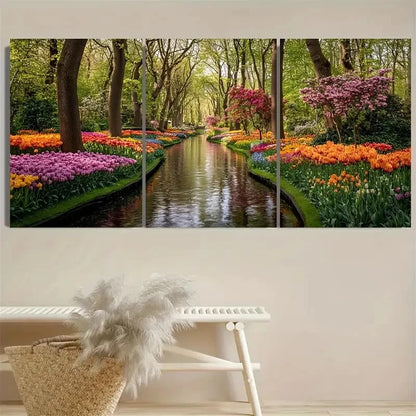 3pcs Keukenhof Gardens Travel Wall Art Set Canvas Framed 40x60cm - High Quality Print 100% Australian Made Wall Canvas Ready to Hang