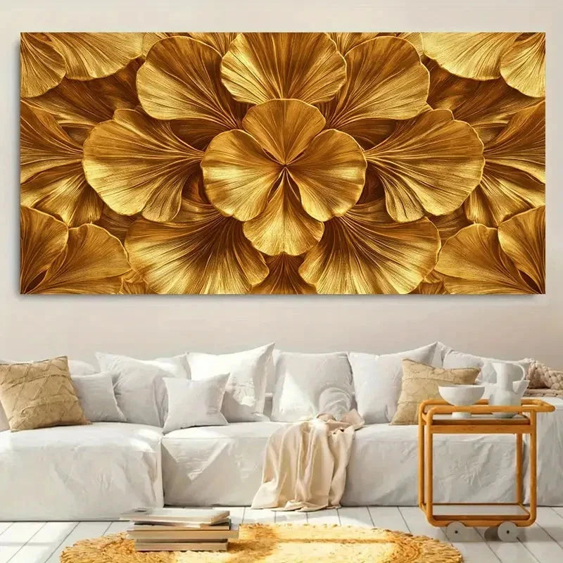 Modern Golden Artwork Featuring Wall Art Canvas Office Home Room Framed 120x60cm