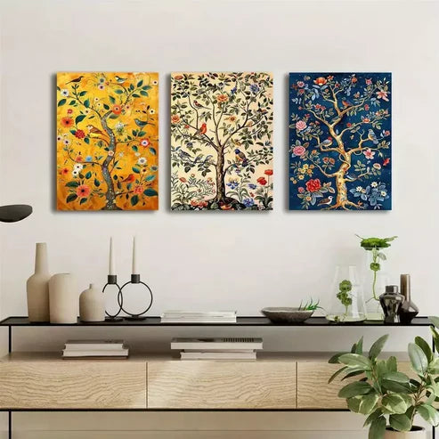 3pcs Tree of Life & Songbirds Canvas Unframed - High Quality Print 100% Australian Made Wall Canvas