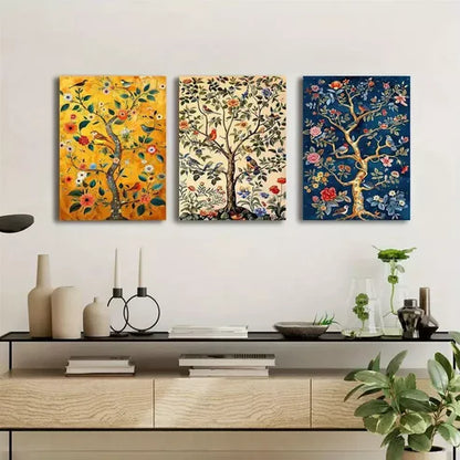 3pcs Tree of Life & Songbirds Canvas Unframed - High Quality Print 100% Australian Made Wall Canvas