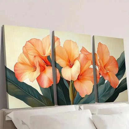 3pcs Canna Flower Print Canna  PC  Wall Art Set Canvas Framed 40x60cm - High Quality Print 100% Australian Made Wall Canvas Ready to Hang - Bella Home Decor