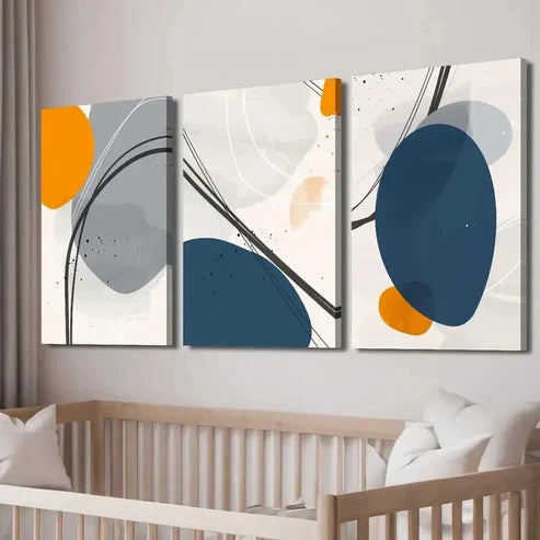 3pcs Abstract Line Art with Different Shapes Wall Art Canvas Unframed - High Quality Print 100% Australian Made Wall Canvas - Bella Home Decor