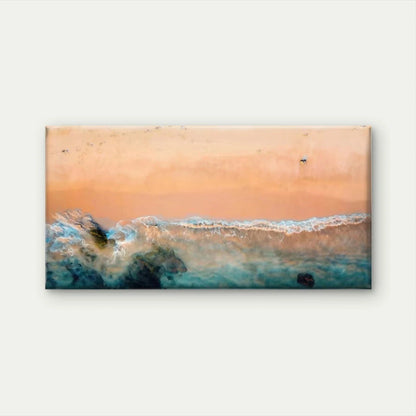 Turquoise & Golden Coastal Wall Art Canvas Office Home Room Framed 120x60cm