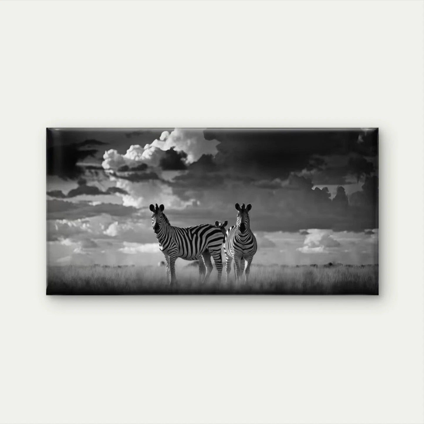 Black And White Zebras Wall Art Canvas Office Home Room Framed 120x60cm